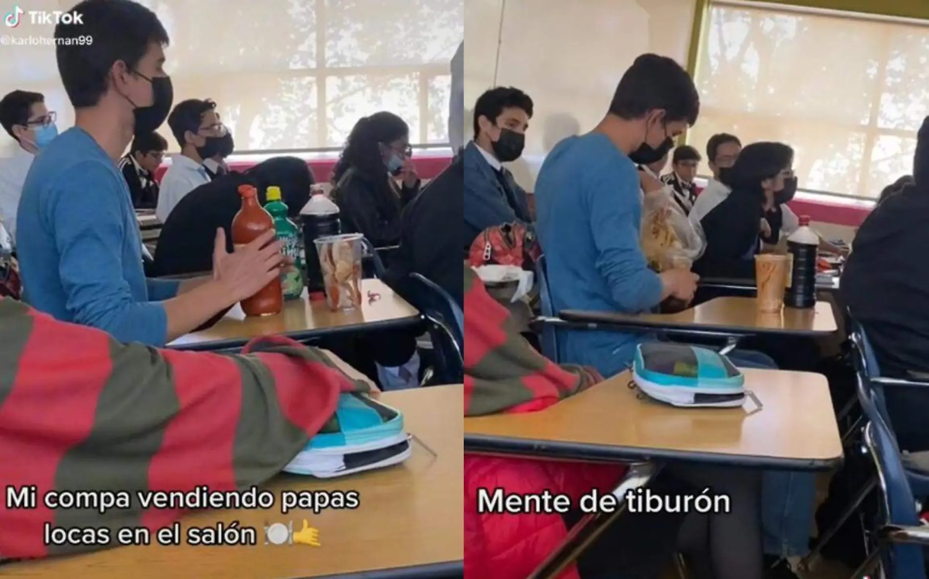 Viral por vender papas en salon de clases